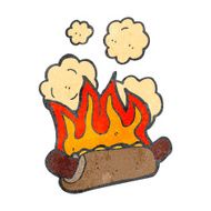 retro cartoon burning hot dog