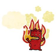 retro cartoon flaming little devil