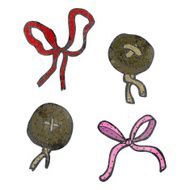 retro cartoon old buttons and bows
