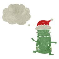 retro cartoon dancing frog with chirstmas hat