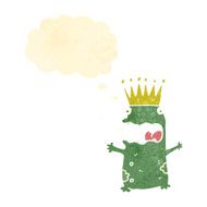 retro cartoon frog prince with thought bubble