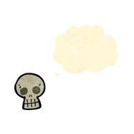 cartoon skull symbol with thought cloud