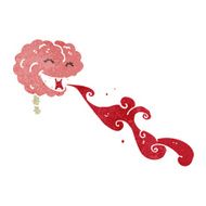 gross brain retro cartoon character