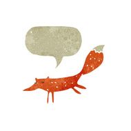 retro cartoon fox with speech bubble N2