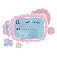 retro cartoon name tag