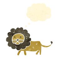 retro cartoon lion with thought bubble