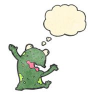 retro cartoon frog with thought bubble N2