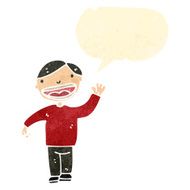 retro cartoon waving man
