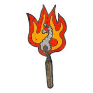 retro cartoon burning match