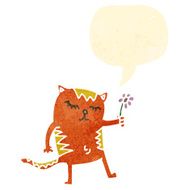 retro cartoon cat with flower