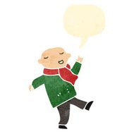 retro cartoon talking bald man