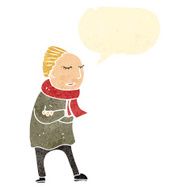 retro cartoon man in winter clothes