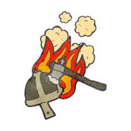 burning helmet cartoon