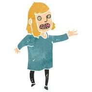 retro cartoon stressed woman