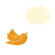 retro cartoon bird with thought bubble N2