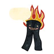 retro cartoon burning pants