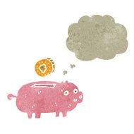 retro cartoon piggy bank