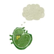 retro cartoon bacteria with thought bubble N2