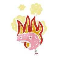 retro cartoon flaming brain