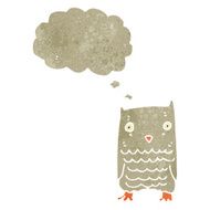retro cartoon owl with thought bubble