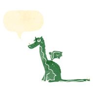 retro cartoon dragon with speech bubble