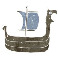 retro cartoon viking ship