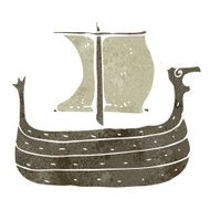 retro cartoon viking ship N2