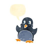 retro cartoon christmas penguin