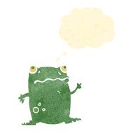 retro cartoon frog with thought bubble N3