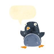 retro cartoon christmas penguin N3