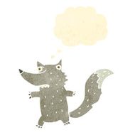 retro cartoon wolf with thought bubble