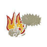 retro cartoon flaming skull