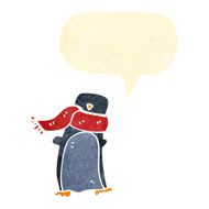retro cartoon penguin with scarf