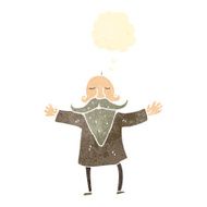 retro cartoon bearded man with thougth bubble