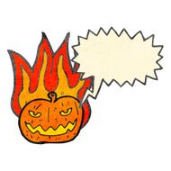flaming pumpkin retro cartoon