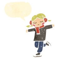 retro cartoon girl ice skating
