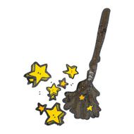 witches broom retro cartoon