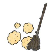 witches broom retro cartoon N2