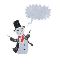 retro cartoon singing snowman