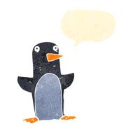 retro cartoon penguin with speech bubble N8