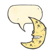 retro cartoon moon with speech bubble