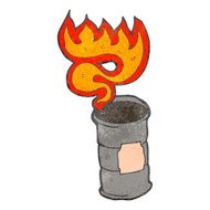 retro cartoon flaming oil drum