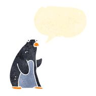 retro cartoon penguin with speech bubble N9