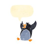 retro cartoon penguin with speech bubble N10