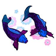 retro cartoon japanese fish