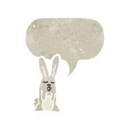 retro cartoon rabbit with speech bubble