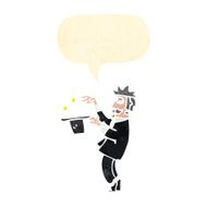 retro cartoon magician performing trick