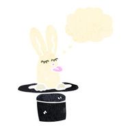 retro cartoon white rabbit in hat