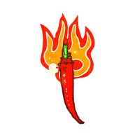 retro cartoon flaming chili pepper