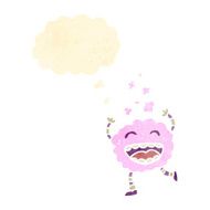 retro cartoon pink cloud monster